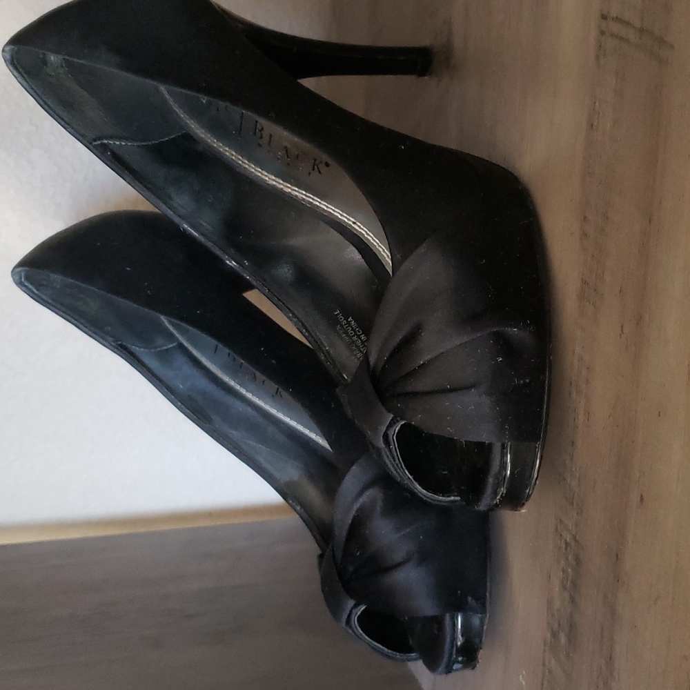 White house Black market black peep toe stiletto heel pum, 6.5M